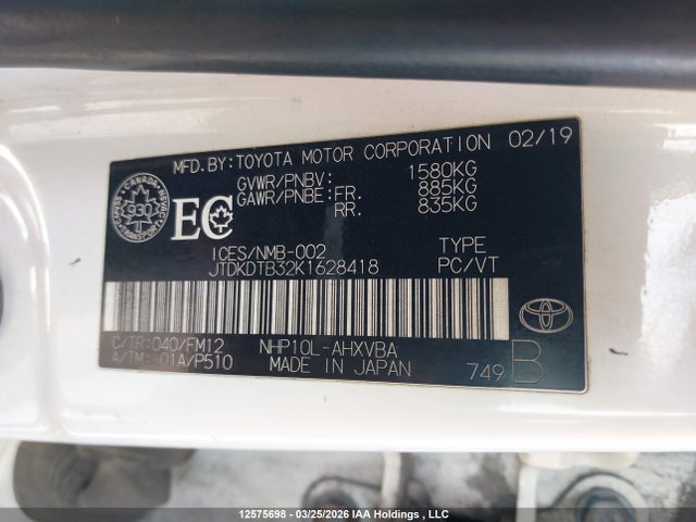 JTDKDTB32K1628418 Toyota Prius C Upgrade