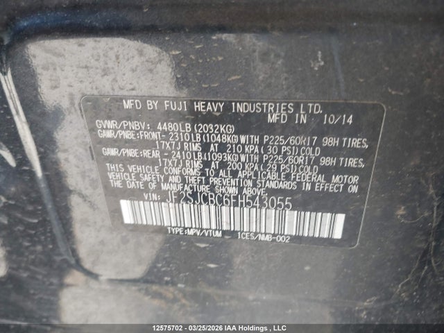 12575702 :رقم المزاد ، JF2SJCBC6FH543055 vin ، 2015 Subaru Forester مزاد بيع