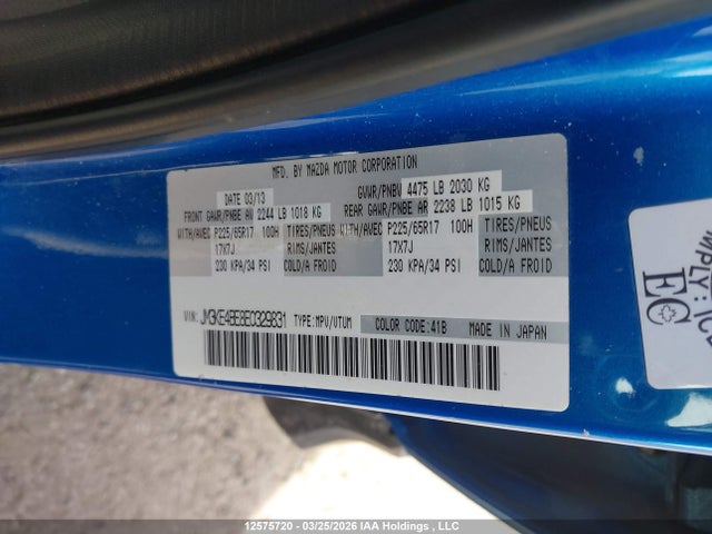 Aukcja sprzedaży 2014 Mazda Cx-5, vin: JM3KE4BE8E0329831, numer aukcji: 12575720
