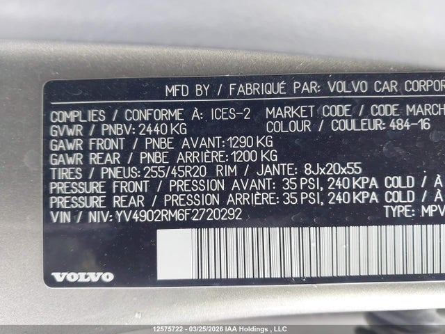 Volvo Xc60 T6/platinum 2015 YV4902RM6F2720292 Image 9
