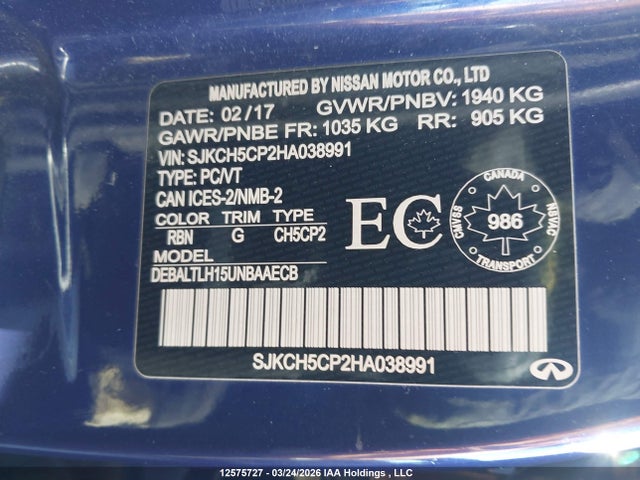 SJKCH5CP2HA038991 Infiniti QX30