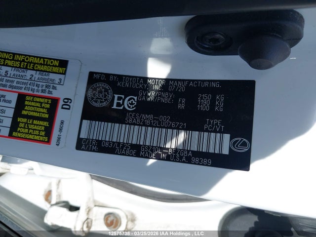 58ABZ1B12LU076721 Lexus Es 350 Premium