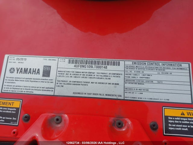 4UF8NG109LT000148 Yamaha Sidewinder