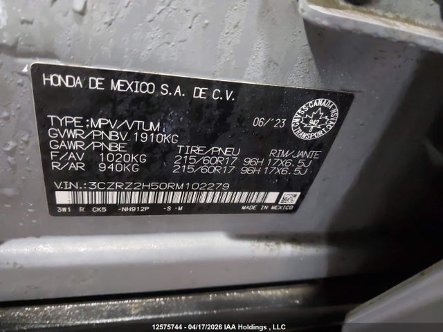 3CZRZ2H50RM102279 Honda HR-V SPORT