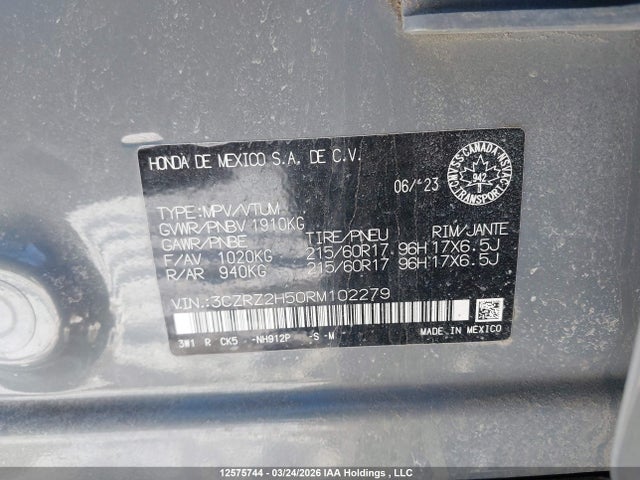 3CZRZ2H50RM102279 Honda HR-V SPORT