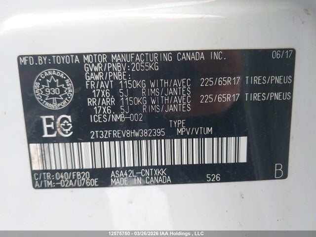 2T3ZFREV8HW382395 Toyota RAV4
