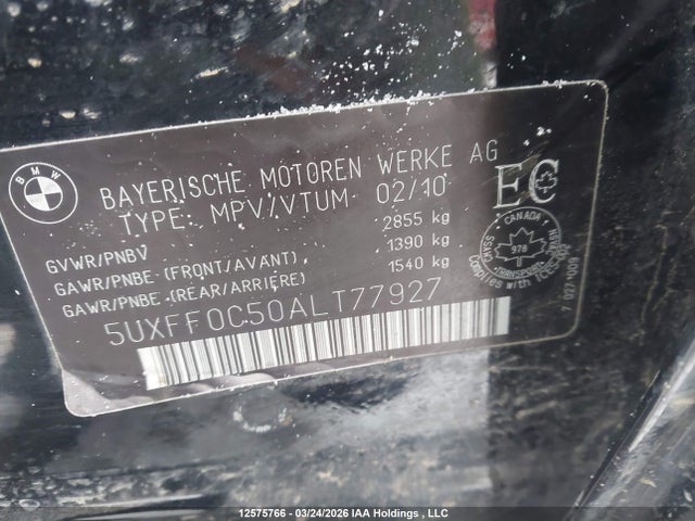 Aukcja sprzedaży 2010 Bmw X5, vin: 5UXFF0C50ALT77927, numer aukcji: 12575766