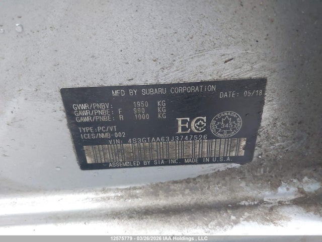 Aukcja sprzedaży 2018 Subaru Impreza Convenience, vin: 4S3GTAA63J3747526, numer aukcji: 12575779