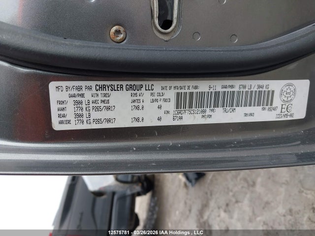 Aukcja sprzedaży 2012 Dodge Ram 1500 St, vin: 1C6RD7FT5CS121080, numer aukcji: 12575781