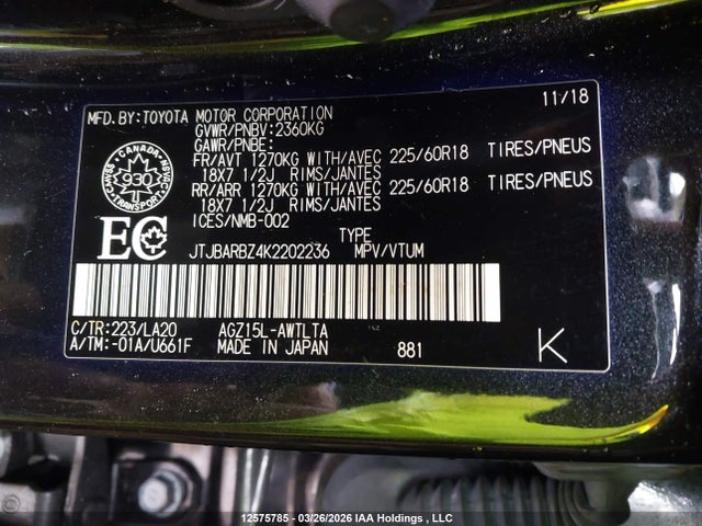 JTJBARBZ4K2202236 Lexus NX 300