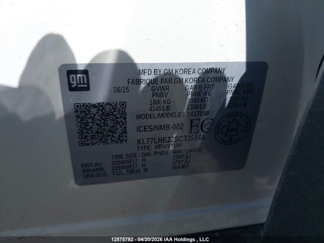 KL77LHE22SC335144 Chevrolet TRAX 1LT