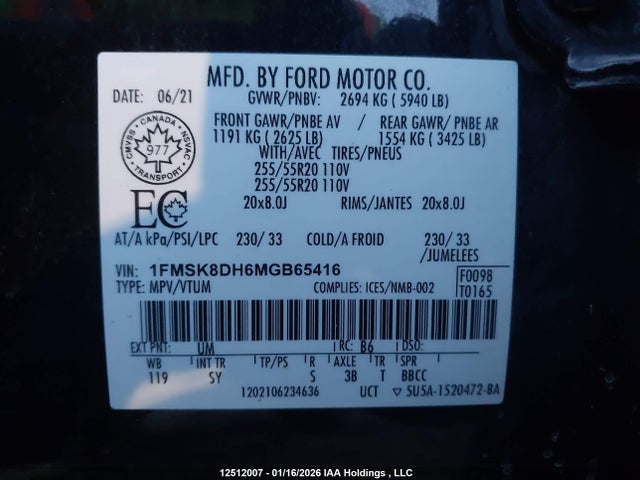 Ford EXPLORER XLT 2021 1FMSK8DH6MGB65416 Image 9