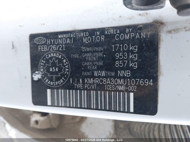 Продаж на аукціоні авто 2021 Hyundai Venue Preferred, vin: KMHRC8A30MU107694, номер лоту: 12575842