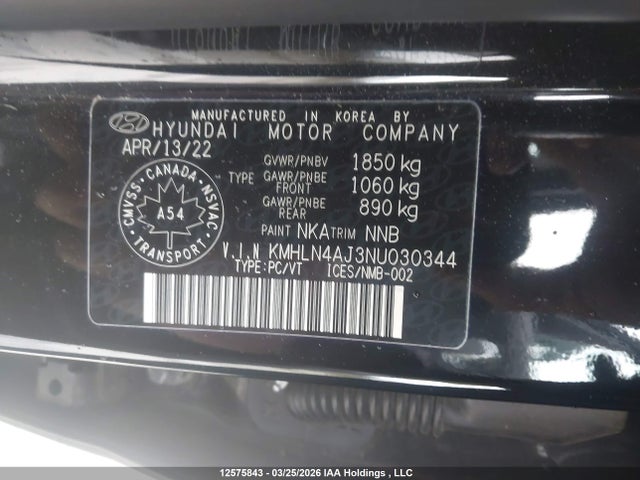 KMHLN4AJ3NU030344 Hyundai Elantra Hybrid Ultimate