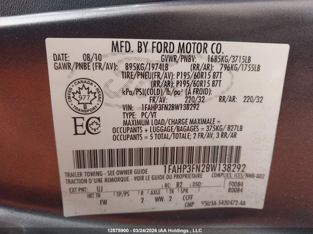 Продажа на аукционе авто 2011 Ford Focus Se, vin: 1FAHP3FN2BW138292, номер лота: 12575900