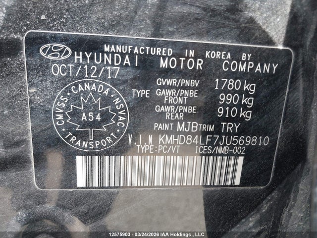 KMHD84LF7JU569810 Hyundai ELANTRA GL