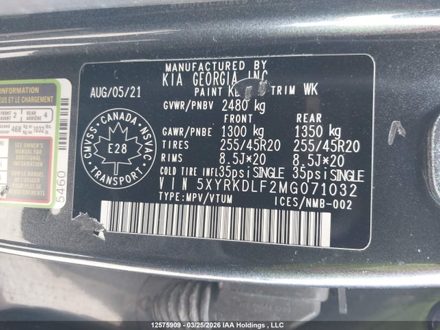 5XYRKDLF2MG071032 KIA Sorento 2.5t Sx W/black Leather/2.5t Sx W/burgundy Leather