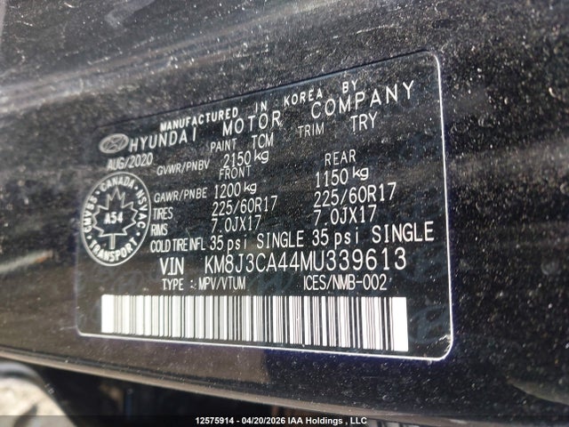 KM8J3CA44MU339613 Hyundai Tucson Preferred Awd With Sun And Leather Package