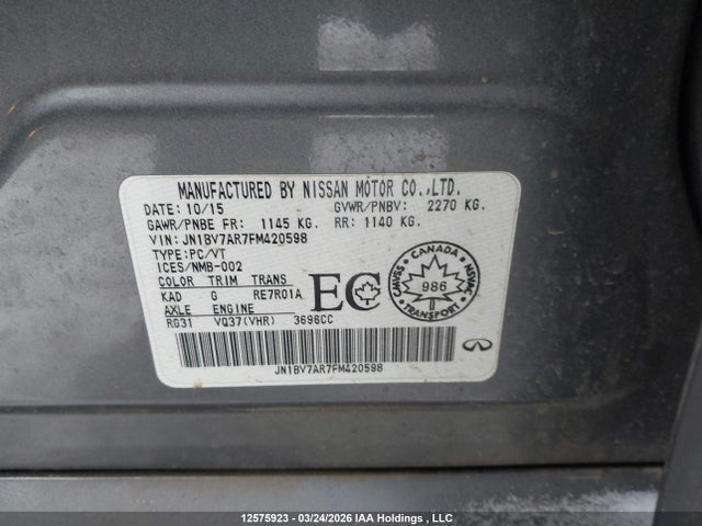 JN1BV7AR7FM420598 Infiniti Q50 Premium/sport