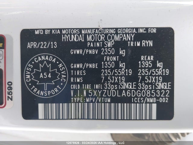 Продажа на аукционе авто 2013 Hyundai Santa Fe Sport 2.0t Se, vin: 5XYZUDLA6DG085322, номер лота: 12575926