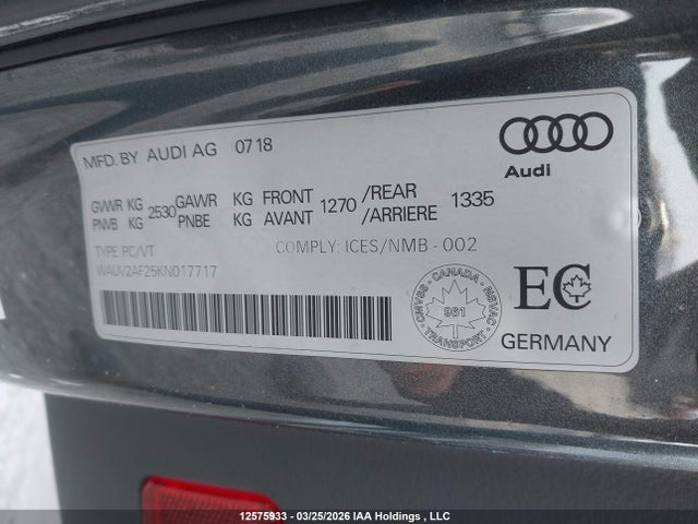 Aukcja sprzedaży 2019 Audi A7 55 Technik, vin: WAUV2AF25KN017717, numer aukcji: 12575933