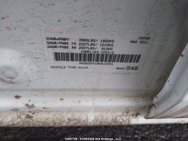 12497729 :رقم المزاد ، JA32U2FU1BU610521 vin ، 2011 Mitsubishi Lancer Es/es Sport مزاد بيع