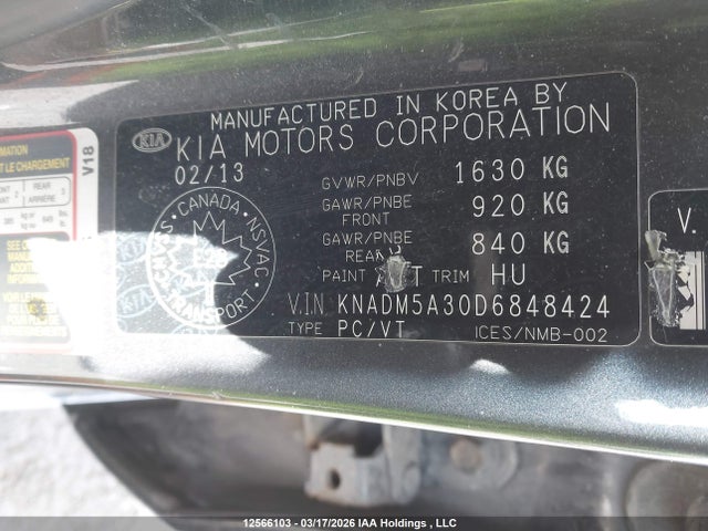 2013 Kia Rio Ex/lx/lx+/sx მანქანა იყიდება აუქციონზე, vin: KNADM5A30D6848424, აუქციონის ნომერი: 12566103