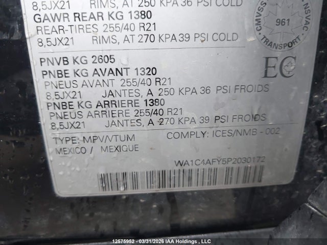 WA1C4AFY5P2030172 Audi Sq5 Prestige