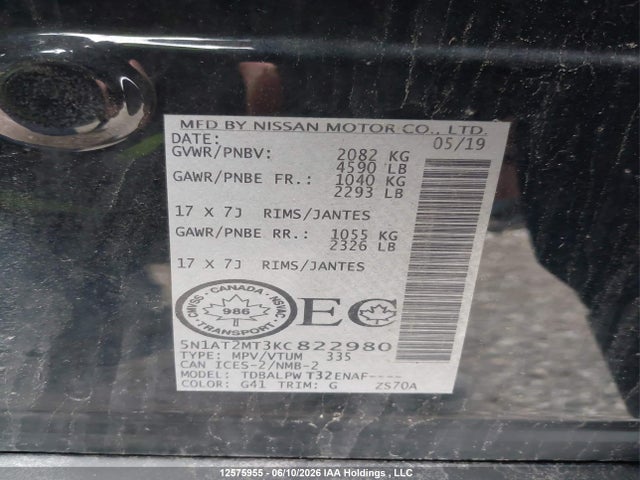 Nissan ROGUE S/SV 2019 5N1AT2MT3KC822980 Image 18