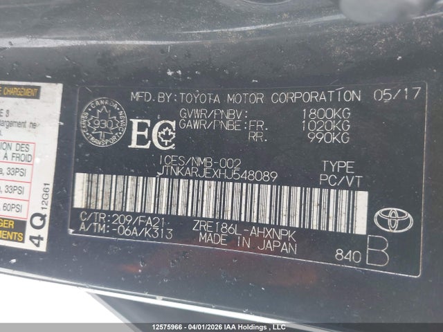 JTNKARJEXHJ548089 Toyota COROLLA IM