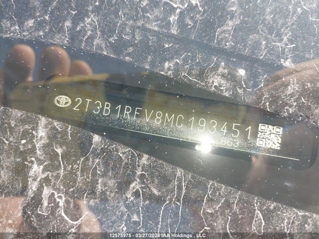 2021 Toyota Rav4 Le მანქანა იყიდება აუქციონზე, vin: 2T3B1RFV8MC193451, აუქციონის ნომერი: 12575975