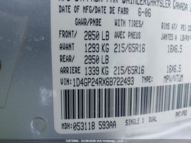 Aukcja sprzedaży 2006 Dodge Grand Caravan Se, vin: 1D4GP24RX6B722493, numer aukcji: 12575980