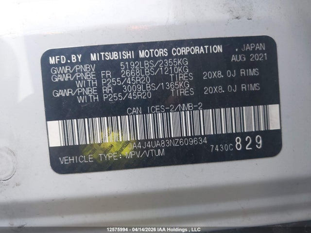 JA4J4UA83NZ609634 Mitsubishi Outlander