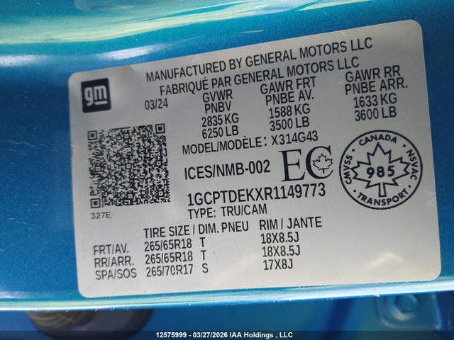1GCPTDEKXR1149773 Chevrolet Colorado Z71 4wd