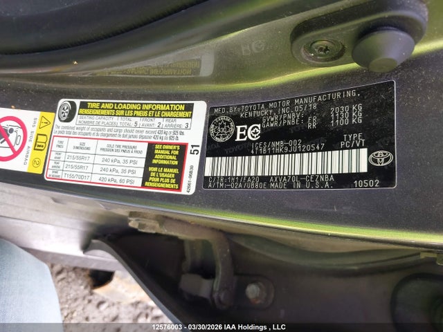 4T1B11HK9JU120547 Toyota CAMRY LE