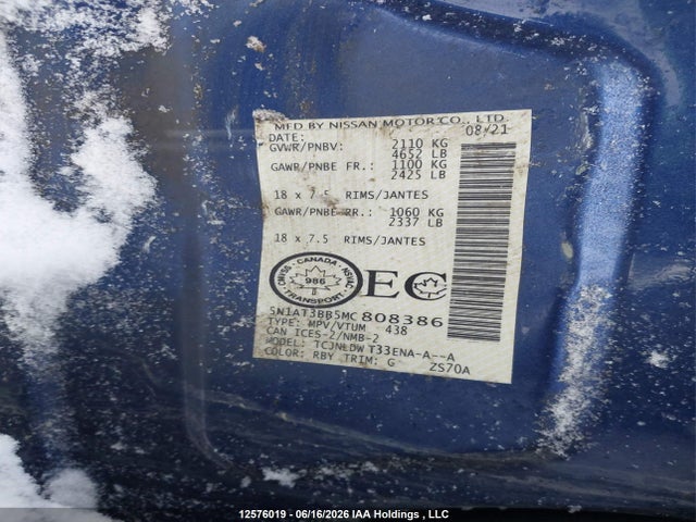 Nissan ROGUE SV 2021 5N1AT3BB5MC808386 Image 9
