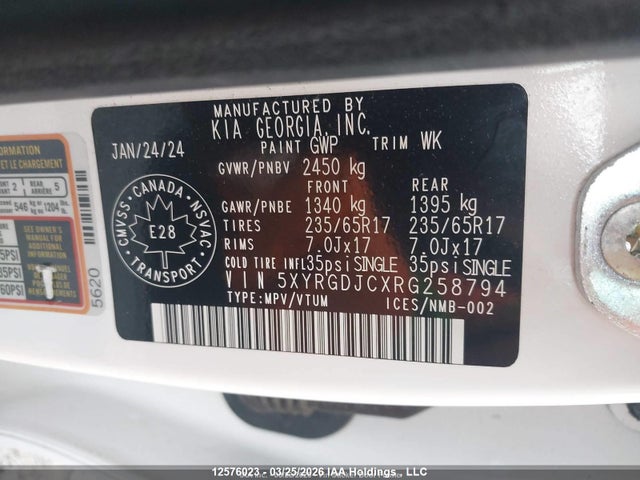 5XYRGDJCXRG258794 KIA SORENTO LX