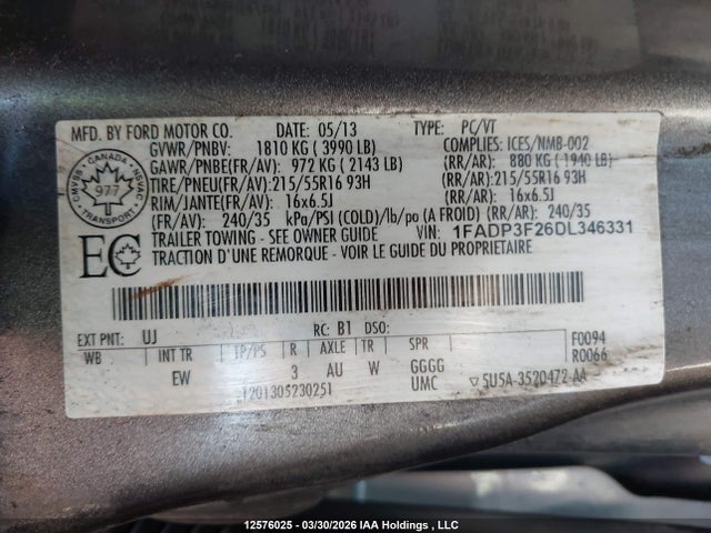 Продажа на аукционе авто 2013 Ford Focus Se, vin: 1FADP3F26DL346331, номер лота: 12576025