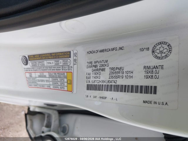 5J8TC2H36KL804742 Acura RDX