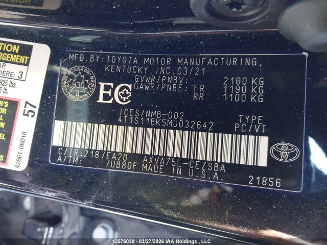 4T1S11BK5MU032642 Toyota CAMRY SE