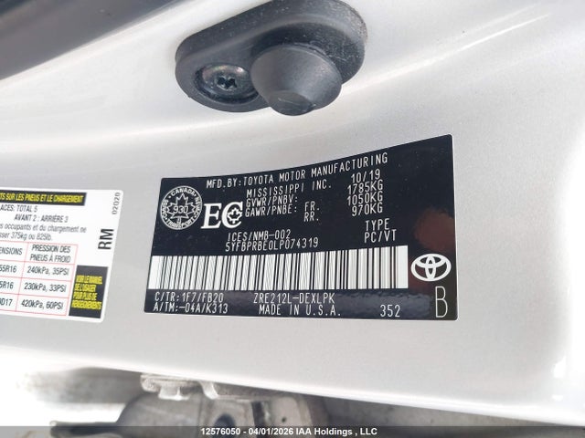 Toyota Corolla 2020 5YFBPRBE0LP074319 Image 9