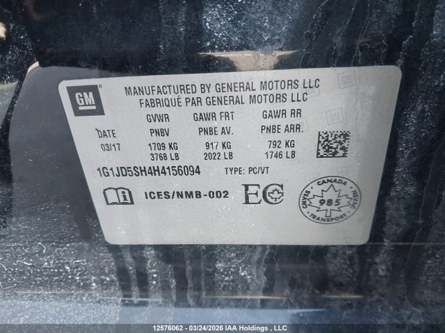 1G1JD5SH4H4156094 Chevrolet SONIC LT