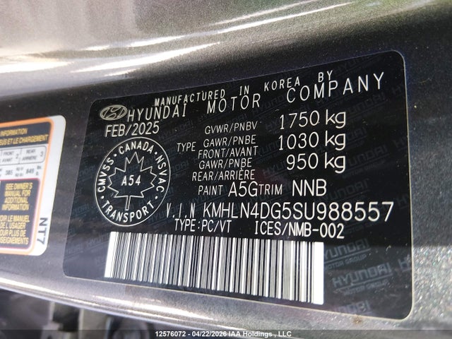 KMHLN4DG5SU988557 Hyundai Elantra Luxury