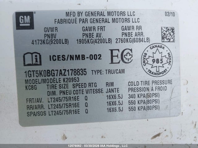 Aukcja sprzedaży 2010 Gmc Sierra K2500 Sle, vin: 1GT4K0BG8AF152404, numer aukcji: 12576082