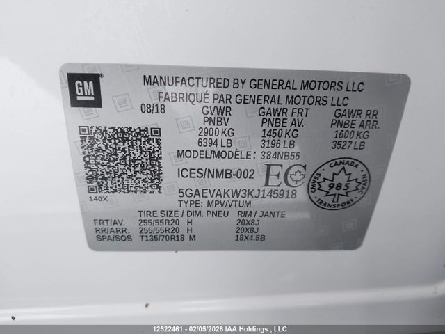 5GAEVAKW3KJ145918 Buick Enclave Essence
