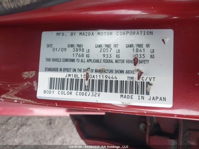 Aukcja sprzedaży 2010 Mazda Mazda3 Gs/gx, vin: JM1BL1SF0A1119444, numer aukcji: 12576100