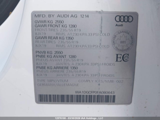 WA1DGCFP0FA080643 Audi Q5 3.0t Progressiv