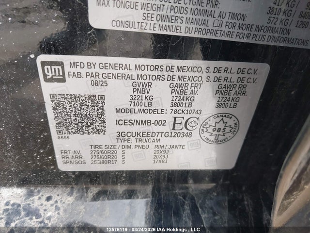 2026 Chevrolet Silverado 1500 4wd Rst მანქანა იყიდება აუქციონზე, vin: 3GCUKEED7TG120348, აუქციონის ნომერი: 12576119