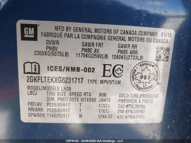 2GKFLTEKXG6231717 GMC Terrain Sle-2