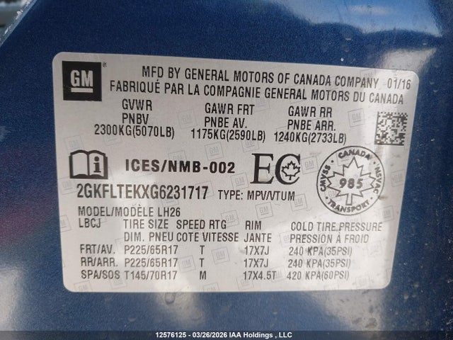 2GKFLTEKXG6231717 GMC Terrain Sle-2